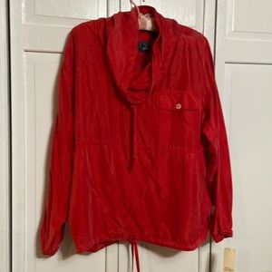 ❣️LIZ WEAR ❣️NWT RED SILK BLOUSE WITH COW NECK DRAW STRING💕SIZE S